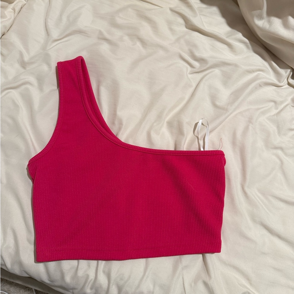 One-Shoulder Pink Crop Top